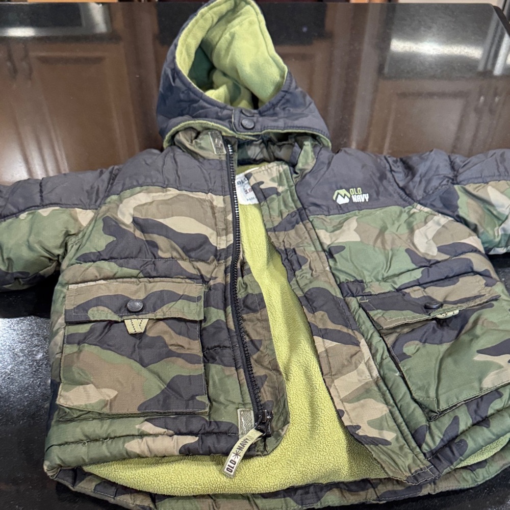 Boys Green and Black Camouflage Jacket - Picture 11 of 11